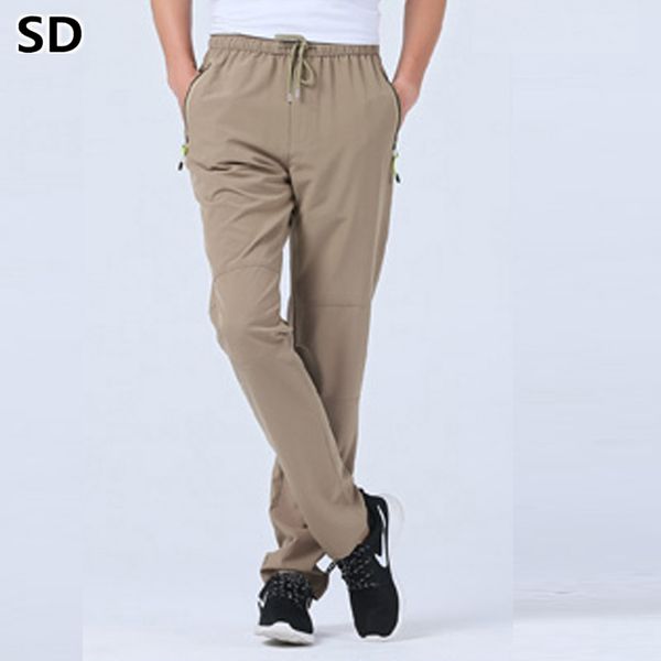 

outdoors waterproof sportwear men women side zipper sweatpants quick-drying long pants 2019 elastic waist couple's trousers 968, Black