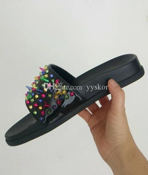 

черный мужчины женщины тапочки red bottoms luxury designer mix шипы ladies beach трусы мужской главная тапочки нескользящие кожа мужская пов, Black