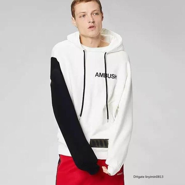 

amz-засада шарнирной тесьмы black and white строчок hoodie ретро street простой мода мужчина и женщины пара с капюшоном ab новый