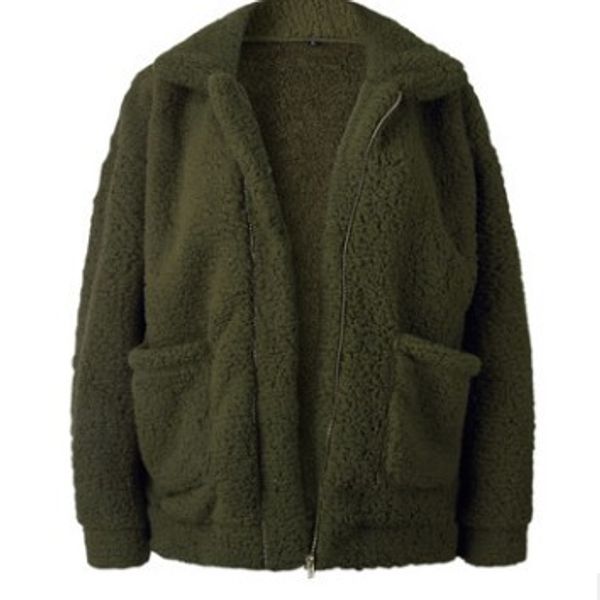 

female coat european and american-style autumn and winter cotton fashion zipper plush comfortable, Black