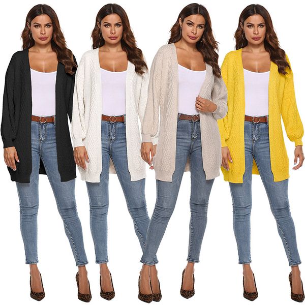 

spring sweater cardigans women 2020 v neck lantern sleeve open stitch loose sweater jacket clothes knit coat, White