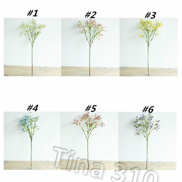 

new 6style artificial flowers colorful gypsophila long stem fake flowers bouquet breath silk flower wedding decor t2i5333