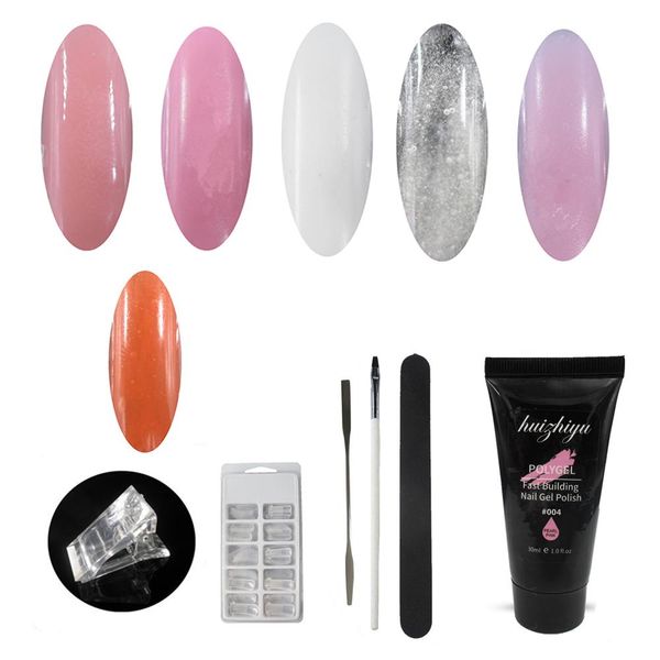 

6pcs uv soak off polygel builder gel fixed clip nail art pen building model kits