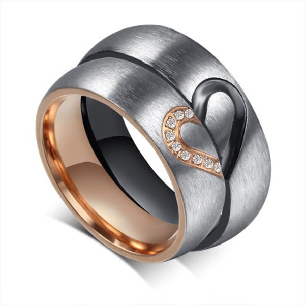 

titanium steel ring male tide female turning couple student ring lettering male men single domineering tail, Golden;silver
