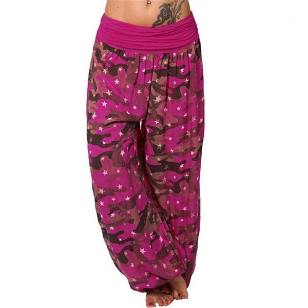 

printed pants summer female wide leg pants women loose panelled plus size pants fashion designer camouflage, Black;white