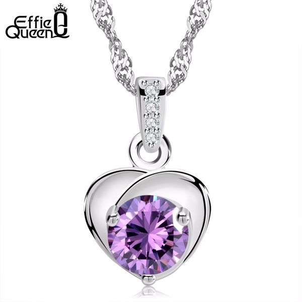 

effie queen heart flower shape pendant necklace with aaa grade crystal zircon small cute necklace for girlfriend gift dn37, Silver