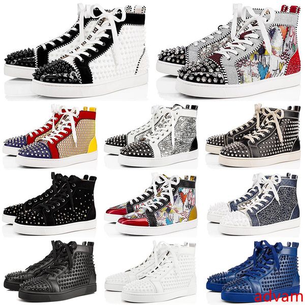 

2020 мода роскошные мужские дизайнерские туфли s повседневная мужчины женщины шипованные шипы плоские партии патент платформа кроссовки из н