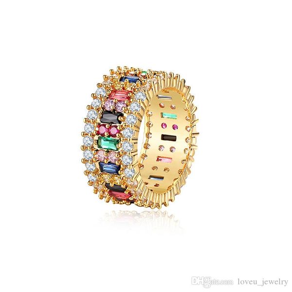 

love ring women men 6-9 gold plated rainbow rings micro paved 7 colors flower wedding jewelry couple gift, Silver