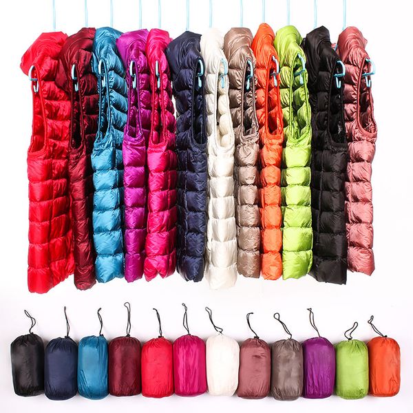 

new spring autumn winter white duck down vest women windproof ultra light warm waistcoat stand collar warm lightweight down coat, Black