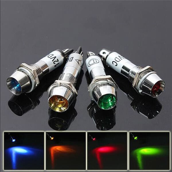 

8 мм автомобиль led приборной панели предупреждающий индикатор световой сигнал лампы пилот панели приборной панели тире автомобиля boat12v к