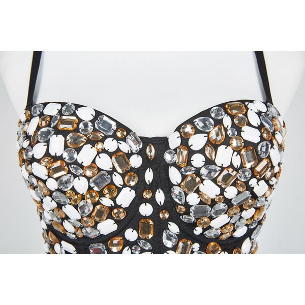 

sexy rhinestone бюстье crop top бисероплетение лиф для женщин ночной клуб топы, White