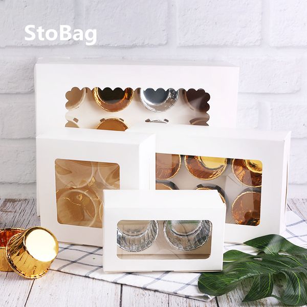 

gift wrap stobag 10pcs cake biscuit packaging pastry box transparent window baking egg tart puff party guest macaron chocolate