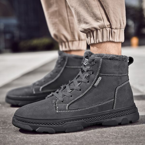 

fashion men hiking boots plus velvet men winter sneakers male non-slip boots high hiking outdoor trekking shoes