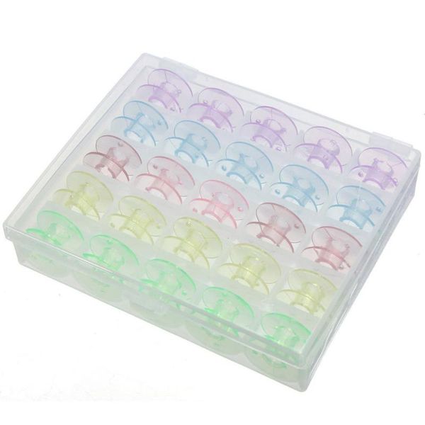 

25pcs plastic empty sewing machine bobbins spools with storage case, Black
