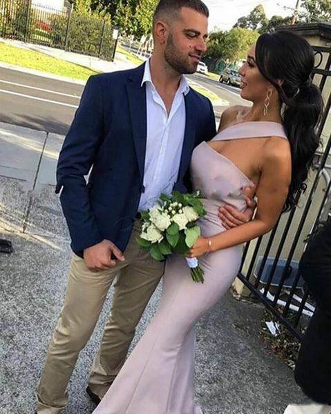 

new arrival mermaid bridesmaid dress for weddings satin one shoulder sleeveless floor length plus size formal maid of honor gowns bd9003, White;pink