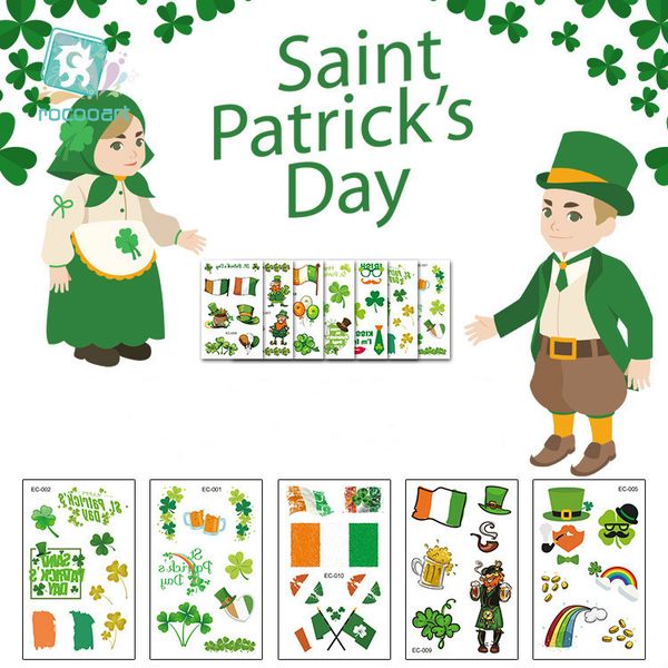

святого патрика день татуировки наклейки shamrock kids детский забавный зеленый татуировки переноса воды тела arm face art ireland party ден