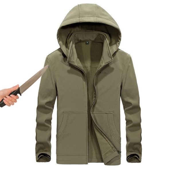 

tactical gear anti-cut knife cut-resistant clothing anti stab-proof jacket coat security clothing water proof hooded men jacket, Black;brown