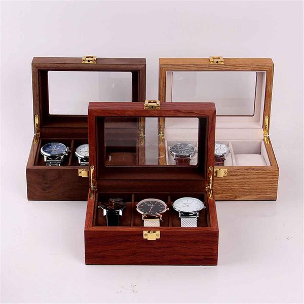 

luxury 3 grids wooden watch box case jewelry display organizer watches storage box jewelry collections case gift, Black;blue