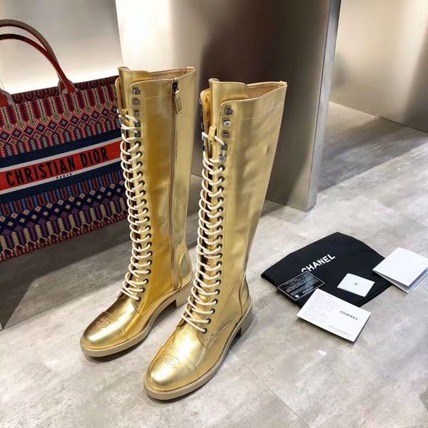 

2020 winter new fashion luxury woman low heel high boots fashionable comfortable british college style lady tall martin boots, Black