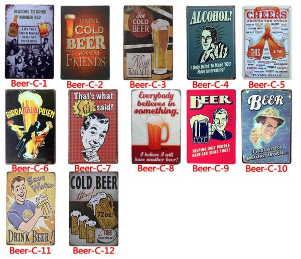 Ice Cold Beer Tin Sign Vintage Home Bar Decor Funny Wall Plaque
