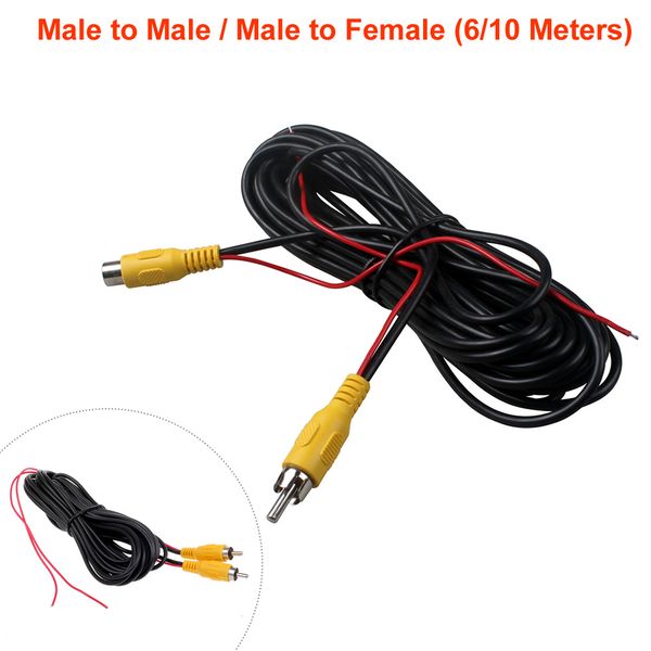 

6 / 10 meters rca male to female / male to car reverse rear view parking camera video extension cable cordwith trigger wire