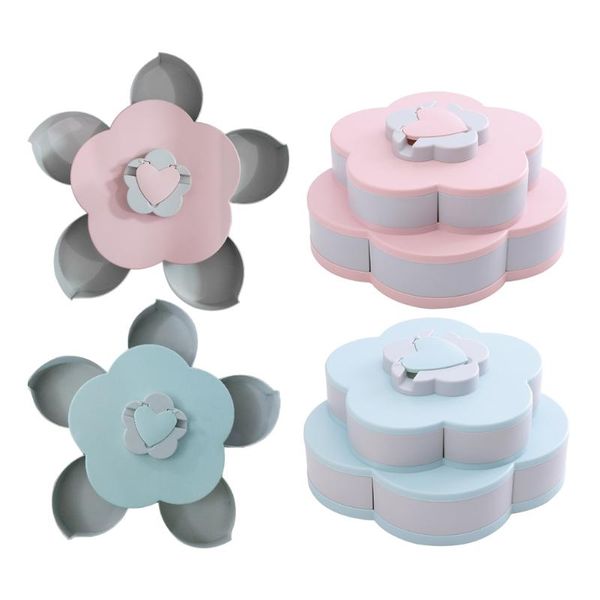 

creative flower design rotary snack storage box candy organizer fruit plate