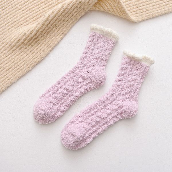 

coral velvet socks candy color sleeping socks winter solid socks lady thick towel anklet warm fluffy hosiery girls stockings ljja3570-10, Black;white