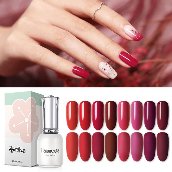 

harunouta 12ml red wine series gel polish long lasting nail art gel nail polish natural resin pure color soak off, Red;pink