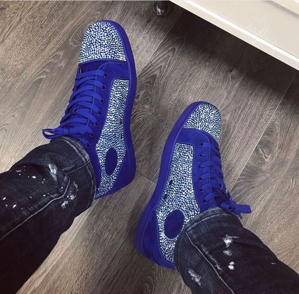 

new originals blue strass suede leather sneakers classic brand men women red bottom shoes fashion man skateboard casual shoes 35-47, Black