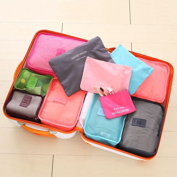 

travel luggage storage bag set for clothes underwear shoe cosmetic bags bra new pouch bag organizer laundry pouch 6pcs/set 8color fa2746