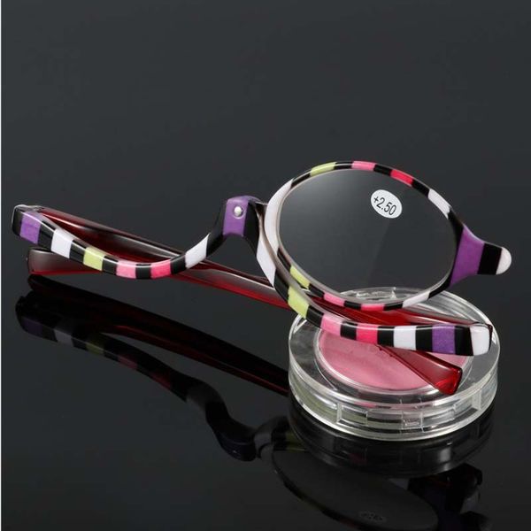 

new fashion make-up mirror portable rotating reading glasses, White;black