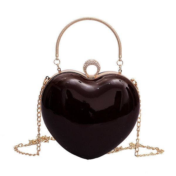 

модная женская сумка через плечо из лакированной кожи с бриллиантами в форме сердца с металлической ручкой для вечеринок сумка-клатч сумка ч