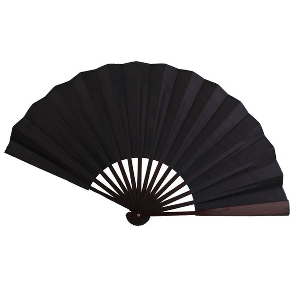 

folding blank hand fan calligraphy writing dancing fan for men's 33cm - black