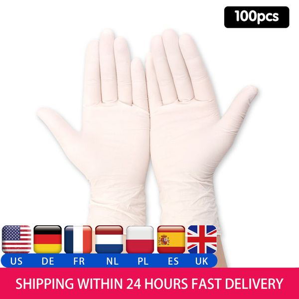 

imbaby 100pcs disposable latex gloves children non-slip durable nitrile gloves acid & alkali rubber glove universal, White