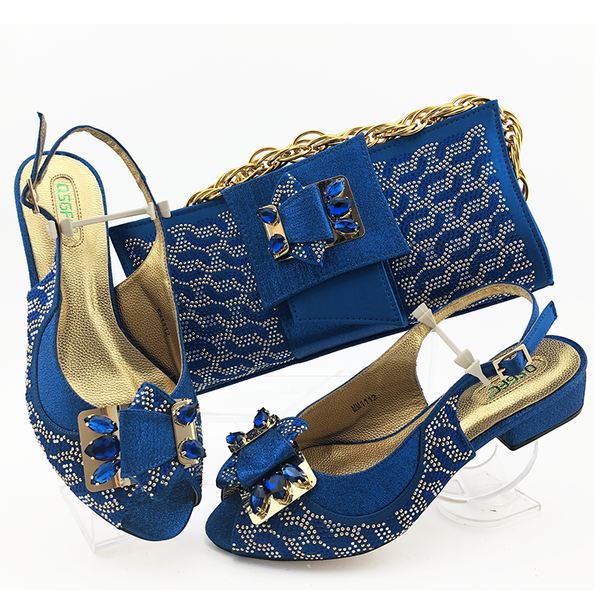

royal blue new fashion sandal shoes and bag set italian new fashion design for african aso ebi party shoes and bag sb2021-3, Black
