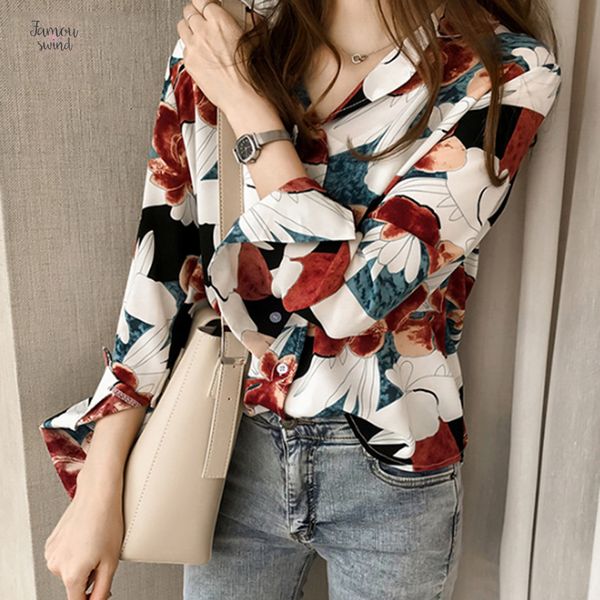 

летняя блузка sleeved новый корейский стиль шик отпечатано рубашка женщины длинные носите рубашки женщин плюс размер 4xl slim fit 40, White