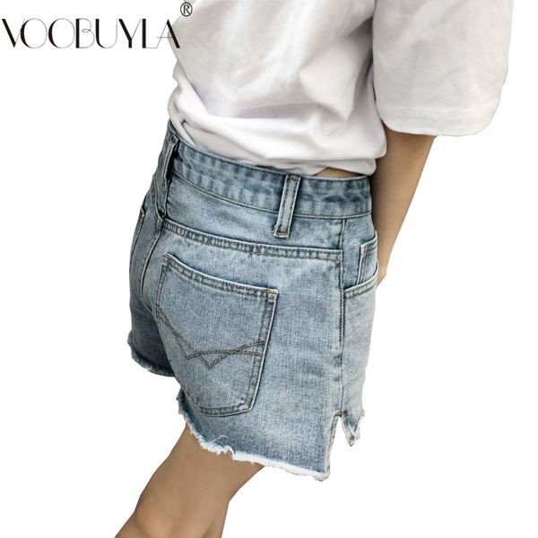 

voobuyla women shorts fashion frayed denim shorts washed feminino 2019 summer casual loose jean size s, White;black