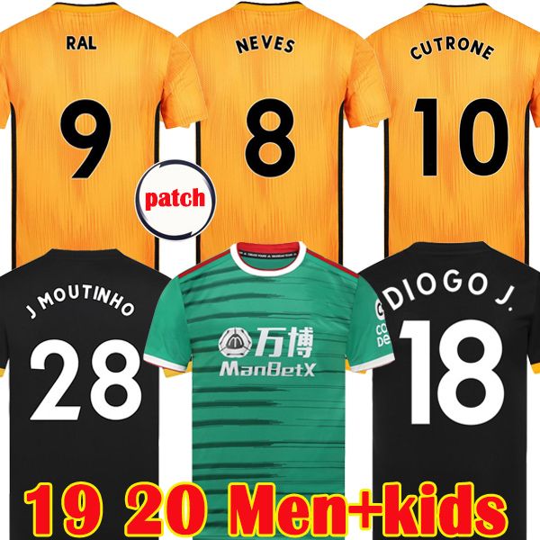 

19 20 Wolves soccer jersey third DIOGO J. NEVES RAUL 2019 2020 Wolverhampton Wolverhampt Wanderers football shirt CUTRONE Men + Kids uniform