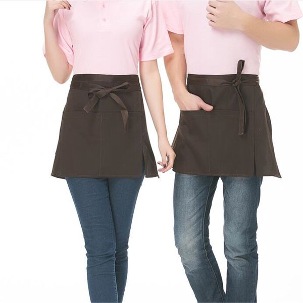 

kitchen cooking aprons oil proof work dining apron half-length long waist apron chef cafe bar cooking bibs solid color