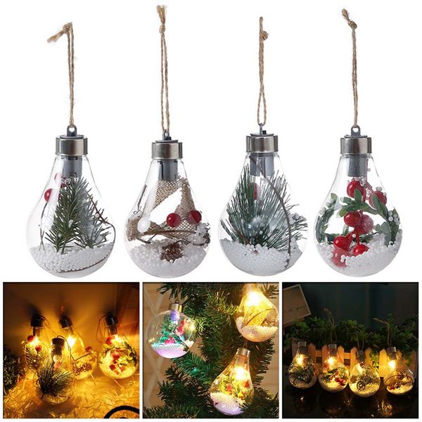 

1pcs transparent christmas ball led lights ornament plastic bauble xmas gifts present christmas party decoration supplies