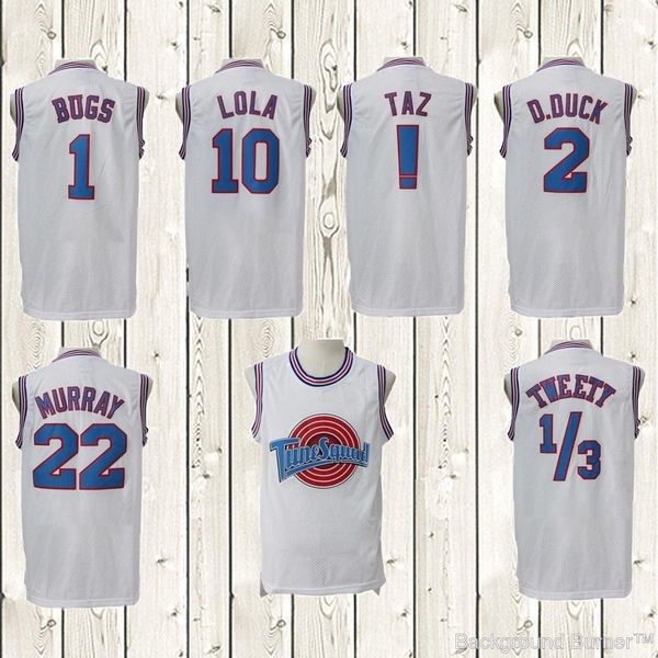 

2019 movie tune squad space jam jersey shorts # taz 10 lola bunny 3/1 tweety 1 bugs 22 murray 23 monstar white black