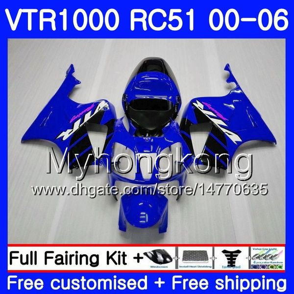 Kit per HONDA VTR1000 blu nero caldo RC51 SP1 SP2 00 01 02 03 04 05 06 257HM.8 RTV1000 VTR 1000 2000 2001 2002 2003 2004 2005 2006 Carenatura