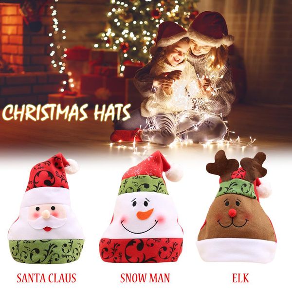 

cute santa claus snowman elk christmas hats for xmas home party decoration favors kids cap novelty three-dimensional hats