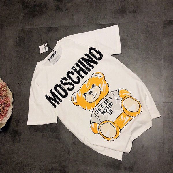 

20fw new luxury brands mosqino tshirt bear printing cotton tee shirt men women streetwear sweatshirt outdoor t-shirts 2.2, Gray;blue