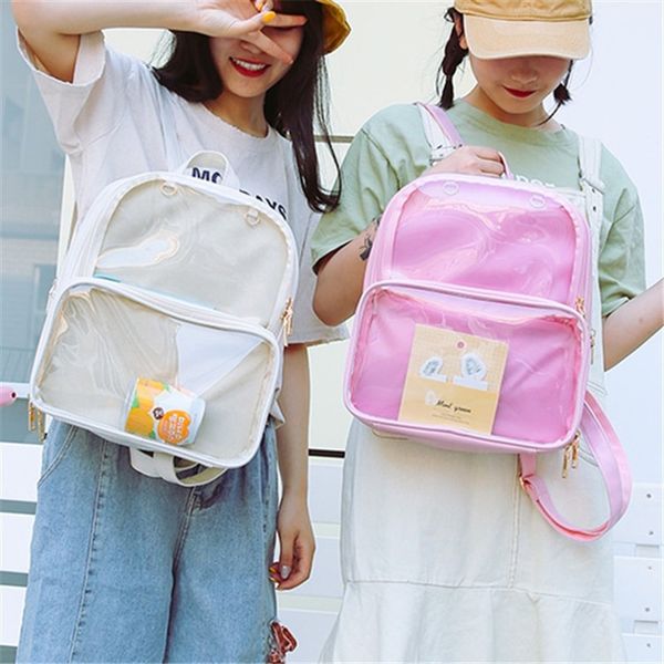 

new transparent shoulder bags schoolgirls schoolbags mobile coin bags breathable jelly women's backpacks