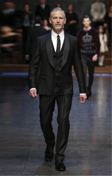 

black 3 pieces suits set slim fit one button shawl lapel wedding wear man jacket+vest+pants, White;black