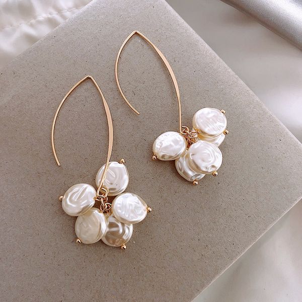 

unique u-shaped ear hook pearl earrings female temperament ear jewelry wild earrings new wave, Silver