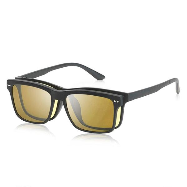 

natuwe&co 2 - in - 1 system classic base frame with clip on polarized sunglasses uva, uvb and blue light blocking protection, White;black