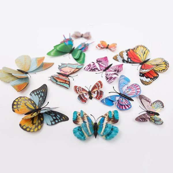

12pcs luminous double layer butterfly 3d wall sticker wedding decorations glow in the dark magnet butterflies fridge stickers