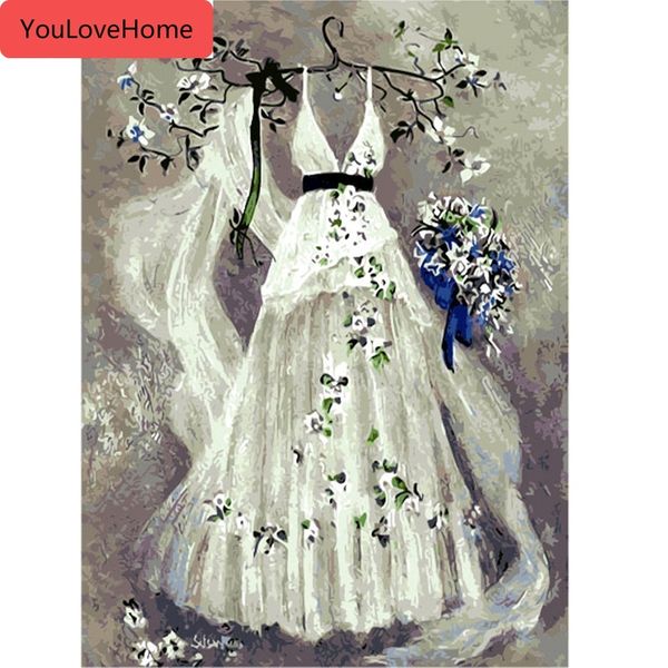 

картина маслом живопись по номерам полный платье одежды краска холст картина diy пейзаж ручная роспись современные поделки картины наборы дл